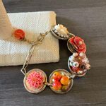Unique Vintage Floral Cluster Bracelet Orange Photo 2