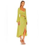 For Love & Lemons Allie Long Sleeve Cutout Ruched Slit Midi Dress Green XS Photo 1