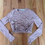 Adika  Light Pink Sparkle Long Sleeve Ruched Top Photo 0