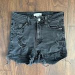 H&M Western Cowgirl Sz 2 Black High Rise Distress Raw Hem Stretchy Jean Shorts Photo 0