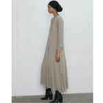 ZARA  Dress with Metallic Thread silver long sleeve with slip size med NWT Photo 3