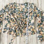 Free People  Tie Ruffle Crop Top Blouse Floral Small Photo 3