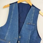 Vtg Chic Denim Western Vest Dark Wash Heart Buttons Sz Medium Blue Photo 2