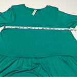 Zenana Outfitters Premium Womens Size Small Green Short Sleeve Tiered Dress Raw Hem Tunic Photo 4