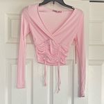 Crave fame 🍂pink longsleeve ruched crop top🍂 Photo 0