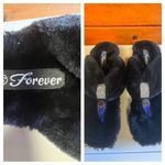 Forever Fuzzy Thong Slippers Sz 8.5 Black NWOT Black Photo 4