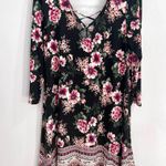 Trixxi  Three pink hearts black boho floral dress size medium Photo 3