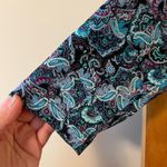 L.L.Bean V-Neck Paisley Print Dress Aqua Blue 100% Supima Cotton Small Regular Photo 2