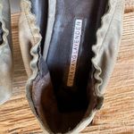 Vera Wang  LAVENDER Olive Green Leather Rhinestone Elasticized Ballet Flat Photo 1