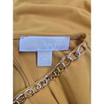 Michael Kors  Gold Stretch Bodycon Dress Ruched Gold Curb Link Chain Neck M NWOT Photo 4