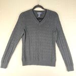Brooks Brothers  346 Black Cable Knit Cotton V-Neck Sweater Women’s Size Large Photo 0
