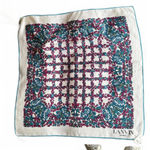 Vintage Lanvin Paris Floral Patterned Silk Scarf Blue Photo 0