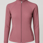 Athleta  Salutation Ribbed Full Zip Track Jacket S Dusty Rose Polished Athleisure Photo 0