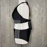 Kona Sol  black embroidered aztec chevron design halter bikini top & bottoms 24w Photo 5