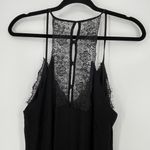 Chelsea28  Womens Black Satin Lace Back Spaghetti Strap Slinky Maxi Dress Medium Photo 5