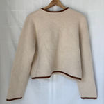 Ann Taylor faux suede trim sweater jacket beige cozy blazer size XL Photo 3