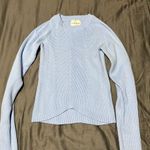 Pink Rose Blue Crop Top with Ribbed Texture Photo 0