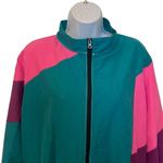 Long Shot Unisex Small Green Purple Colorblock Full Zip Windbreaker Jacket 80's Photo 2