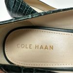 Cole Haan Karena Pump Womens 6.5 Dark Green Embossed Crocodile Print Block Heels Photo 5