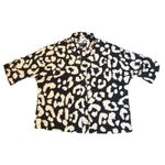 UMGEE USA Leopard Print Button Up Shirt Women's Size Medium Black Tan batwing Photo 1
