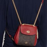 Coach Convertible Mini Backpack In Signature Canvas GOLD/BROWN 1941 RED Photo 0