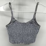 Brandy Melville  Izzy Smocked Tank Crop Top Bow Scoop Neck Striped Blue White OS Photo 4
