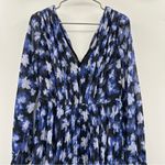 Monique Lhuillier RTR ML Melanie Black White & Blue Floral Maxi Dress Sz 0 Photo 2