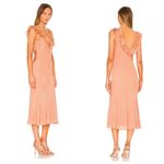 Lovers + Friends  Carlin Ruffled Satin Midi Dress Bronze Large Photo 1