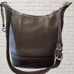 Brighton Brown Leather Braided Strap Hobo Bag Bali Collection Silver Heart Photo 0