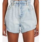 frame denim FRAME Elastic Waist Shorts in Natoma Clean Paperbag Denim- Size Small Photo 1