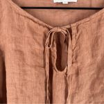 Bella Dahl  Linen Tie Front Peasant‎ Top Terracotta Brown Size M Photo 8