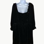 Sézane Marcelle Velvet Silk Blend Long Sleeve Mini Dress | 38 (US 6) | Black Photo 2