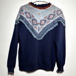 VTG Sunbelt Sportswear Sweatshirt Double Collar Geometric Lace Scallop Navy L Blue Size L Photo 3