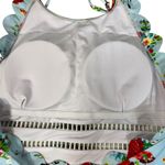 Cupshe Medium Swimsuit One-Piece Floral Tie Halter Padded Lined Scalloped Multi Photo 5