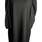 ASOS Puff Sleeve Shift Dress 24 Black Half Sleeves Round Neck Knee Length Photo 0