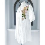 Johnny Was 3J by  Button Front Shirtdress with Floral Embroidery, White Size L Photo 13