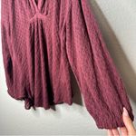 Free People Beach Women's Burgundy Long Sleeve Dress S Cover Up Woven Cotton Photo 2