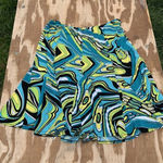 S.L.B‎ abstract women's skirt XL Retro Blue Green Swirl Summer Photo 0