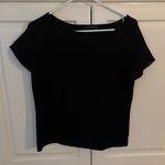August Silk Silk short sleeve ribbed knit Women’s‎ blouse, black, size M. 70% silk. Photo 0