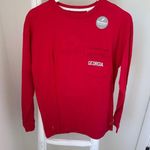 Georgia Red Long Sleeve Crew Neck Pocket Tee Shirt Size Small Photo 0