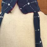 Vintage 70s House Of Bianchi Navy Blue Dot Check Maxi Dress Full Skirt Ruffle S Photo 4