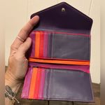 A Very HTF Rare Vintage Style Leather Multicolor Mywalit Snap ID Wallet Pink Photo 2