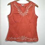 Cato  Cotton Embroidered Sleeveless Blouse Top women’s Size Medium Light Orange Photo 0