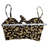 Free People  Brown Yellow Boho Bohemian Floral Yellow Cropped Bralette Top MEDIUM Photo 2