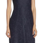 Sharagano  Classy Sleeveless Floral Lace Navy Blue Dress. Size 6 Photo 0