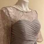 JJ's House JJ’s House Silver Cascading Chiffon Ruffle Lace Sequin Cocktail Dress Sz. 6 New! Photo 3