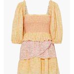 Love Shack Fancy Shaw Smocked Floral Print Mini Dress in Chateau Rose Size Small Photo 3