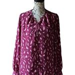 Nine West Womens Berry Speckle Button Up Blouse ~ Xs~ Long Sleeve Boho Classic Photo 0