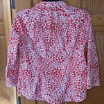 Talbots  wrinkle resistant red & white floral button up blouse, Size 12 Photo 4