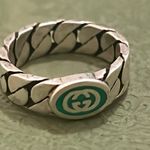 Gucci Sterling Silver Interlocking Curb Chain Ring Photo 5